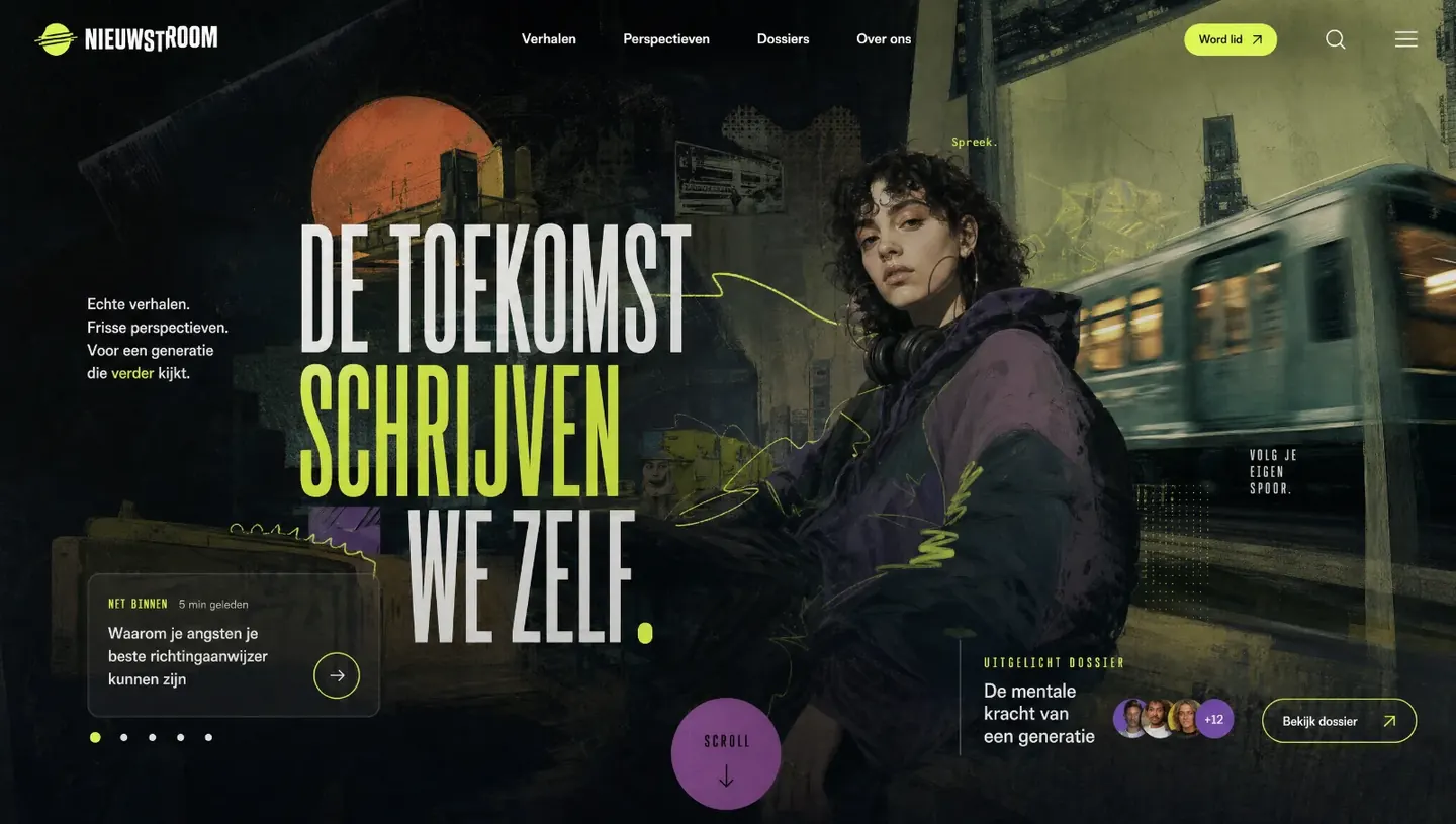 Websiteontwerp door Winq voor Nieuwstroom, online magazine